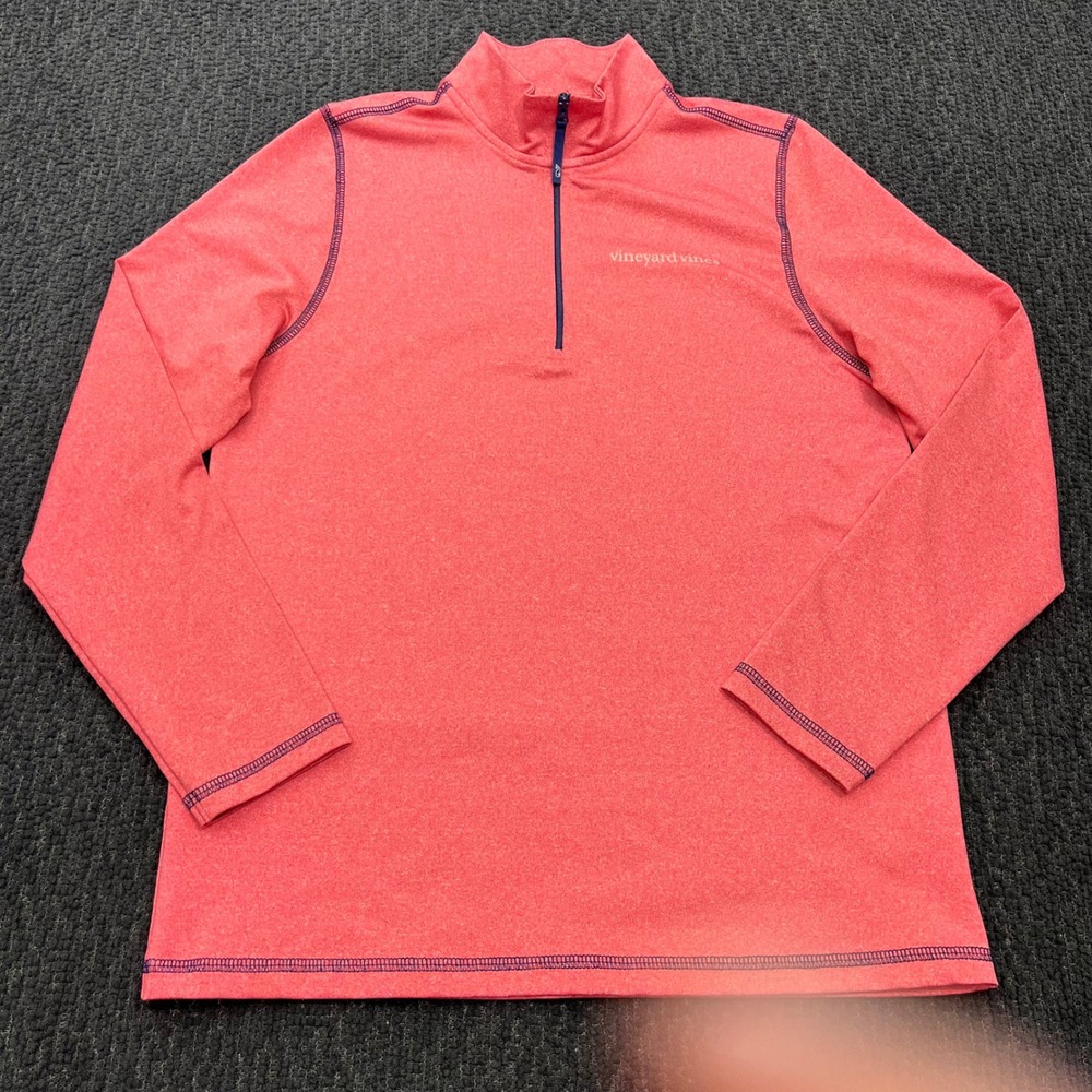 Vineyard Vines Kids Performance Quarter Zip Pullover Red Heather M 12-14